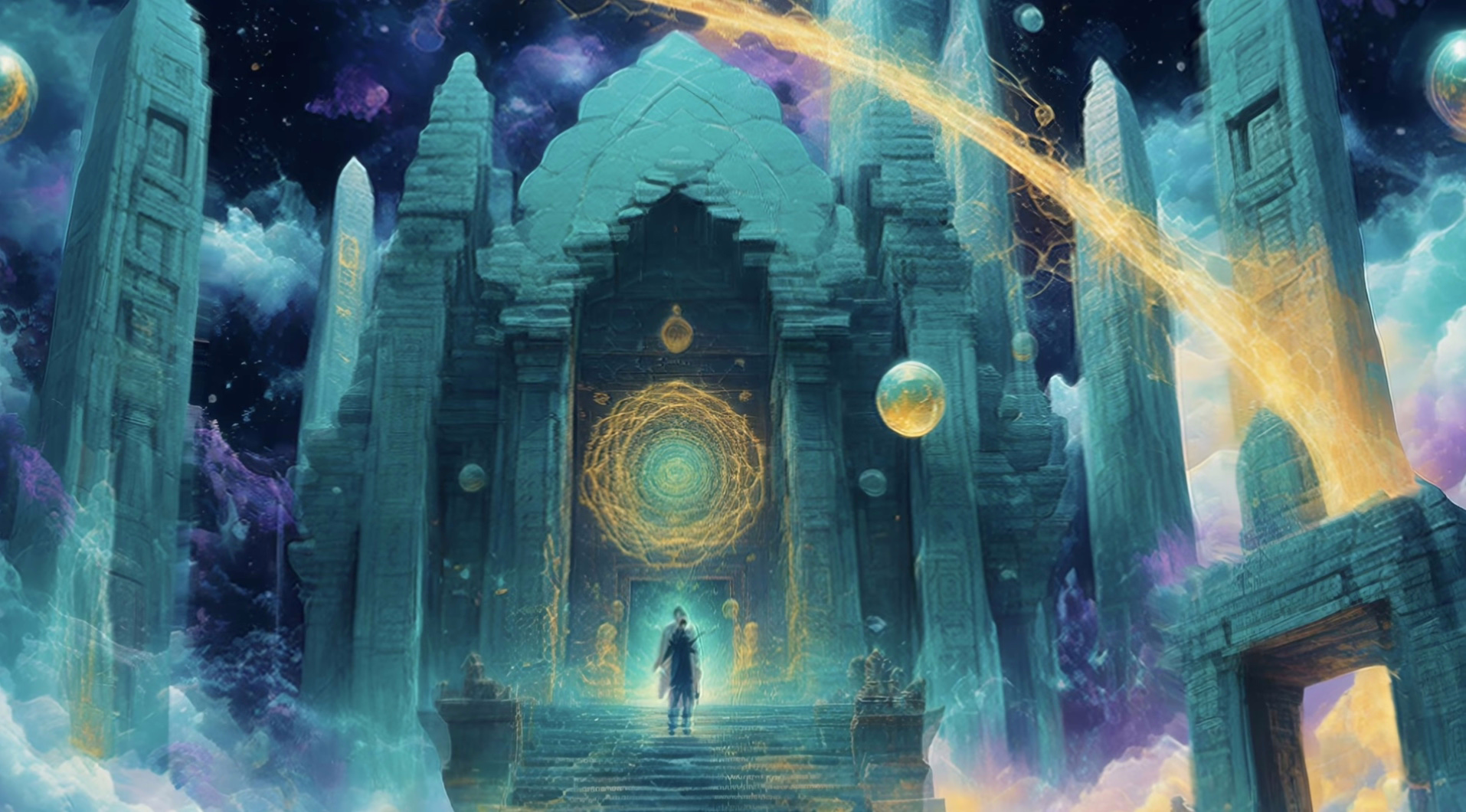 Flowing lights in LSD visuals art for relaxing valleys